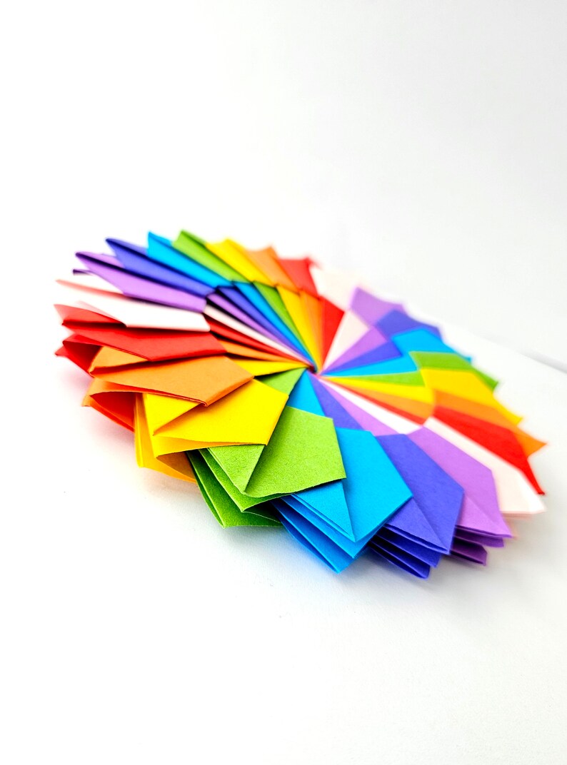 Origami Rainbow coasters, centrepiece decor, wedding decorations, party favor image 5