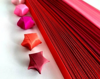 Red & Pink Origami Star Paper Strips | DIY Craft (200 pc)