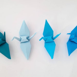 Tono de sombra azul de grulla de origami / Grullas de papel / Decoraciones de boda / regalo de origami / Decoraciones de fiesta / aniversario de papel imagen 5