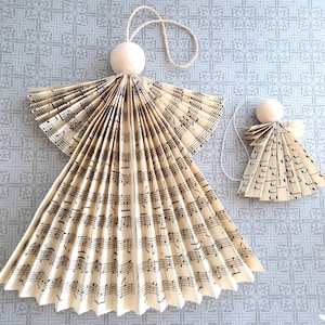 Origami Music Sheet Angel Decoration For Christmas Tree, Angel Momento, Angel Ornament, Angel Christmas Decoration