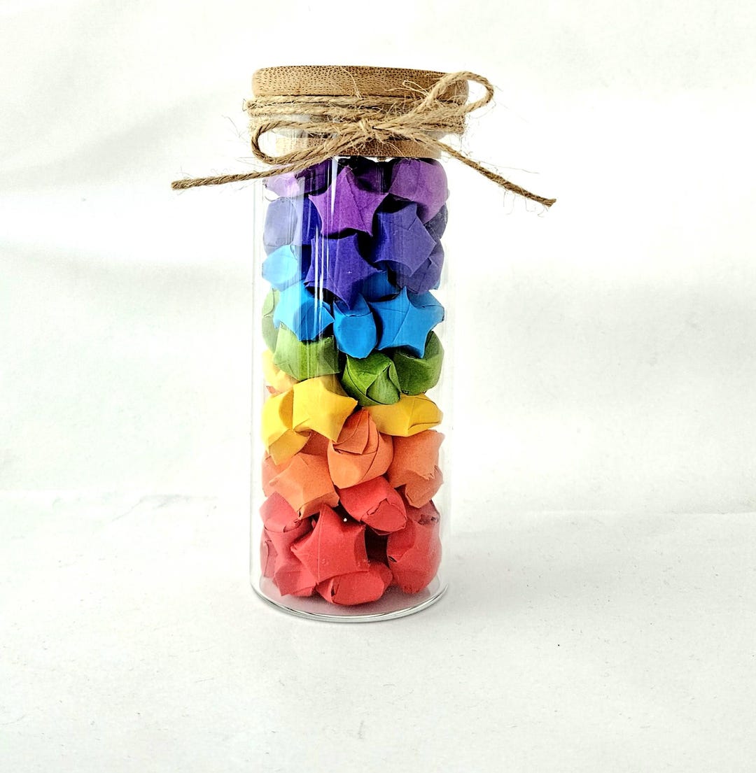 Rainbow Origami Lucky Stars in Jar, Pride Decor, Friendship Gift - Etsy
