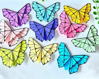 Handmade Origami Rainbow Butterfly, Party Decorations
