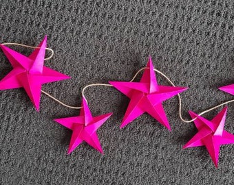 Origami star garland, Christmas decoration, Nordic Christmas,  Nursery decoration, Paper stars garland