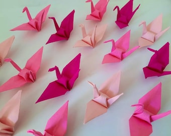 100 Pink Origami Cranes, Wedding Party Decorations