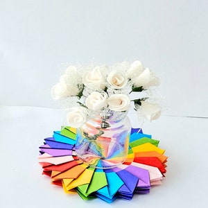Origami Rainbow coasters, centrepiece decor, wedding decorations, party favor image 3