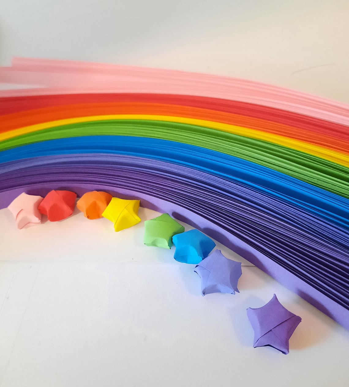 Rainbow Origami Star Paper Strips Star Folding Paper Lucky Etsy Australia