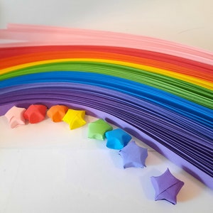 200 Rainbow Origami star paper strips | Star folding paper | Lucky star paper strips | Diy kit | Diy gift for adults