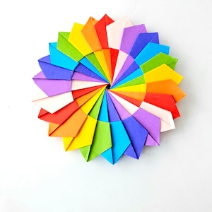 Origami Rainbow coasters, centrepiece decor, wedding decorations, party favor image 1