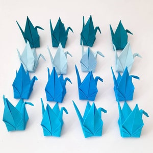 Tono de sombra azul de grulla de origami / Grullas de papel / Decoraciones de boda / regalo de origami / Decoraciones de fiesta / aniversario de papel imagen 4