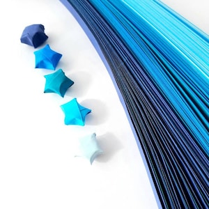 Blue shade Origami star paper strips | Star folding paper | Lucky star paper strips | packed of 200 strips