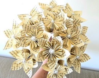 Personalized Origami Paper Flower Bouquet, Custom Text