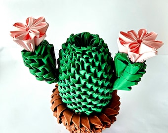 3D origami cactus, Cactus lover gift, Cactus gift idea, Home decorations, Cactus Plant Pot