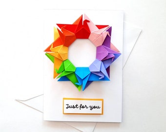 Thinking Of You Card, Here For You Card, Just For You Card, Sympathy Card,  Origami Card