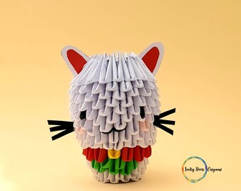Origami Japanese Lucky Cat Ornament, Maneki-Neko Decor