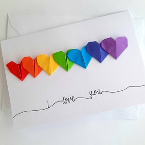 Origami Heart I Love You Card, Anniversary card, Mother's day card, Wedding, Love Cards, Pride Edition LGBT