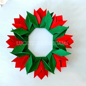 Origami-Tulpenkranz, rote Tulpe, Blumenkranz, Origami-Blumenkränze, Türkranz, Türkranz, Einweihungsparty, Osterkranz