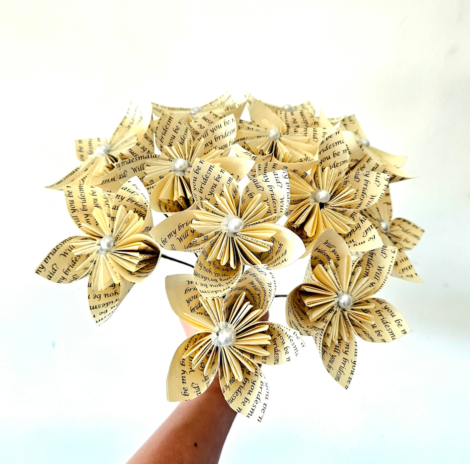 Personalized Origami Paper Flower Bouquet, Custom Text - Etsy