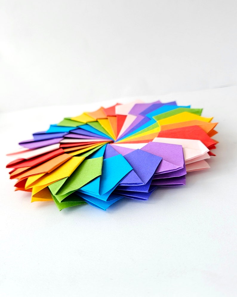 Origami Rainbow coasters, centrepiece decor, wedding decorations, party favor image 2