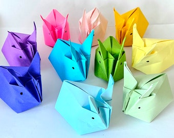 Pastel Origami Bunny | Origami Easter Bunny | Origami Rabbit | Spring decor | Rainbow birthday | Set of 10 bunny | Birthday Decorations