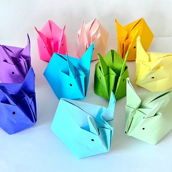 Pastel Origami Bunny | Origami Easter Bunny | Origami Rabbit | Spring decor | Rainbow birthday | Set of 10 bunny | Birthday Decorations