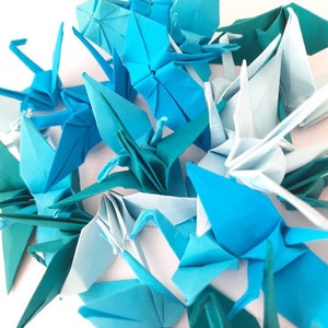 Tono de sombra azul de grulla de origami / Grullas de papel / Decoraciones de boda / regalo de origami / Decoraciones de fiesta / aniversario de papel imagen 3