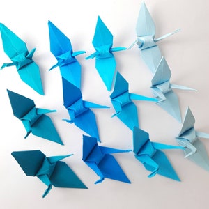 Tono de sombra azul de grulla de origami / Grullas de papel / Decoraciones de boda / regalo de origami / Decoraciones de fiesta / aniversario de papel imagen 7