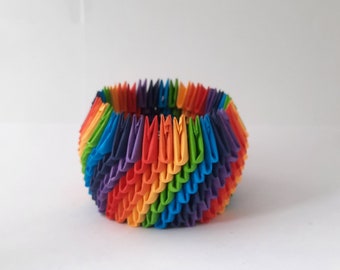 Rainbow Origami office accessories holder, Stationery for desk organizer, Birthday gift, Storage organization, desk accessories for teacher