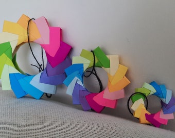 Origami Rainbow Wreath , Christmas wreath, Christmas decoration, paper decorations Christmas, wreaths & door hangers, Christmas door wreaths