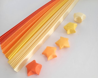 Orange and Yellow shade Origami star paper strips | Star folding paper | Lucky star paper strips | packed of 200 strips