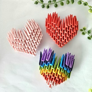 Origami heart ornament, Anniversary gift, Valentines day, Gift for her, Wedding decoration, Wedding favors,  Paper hearts, LGBT pride