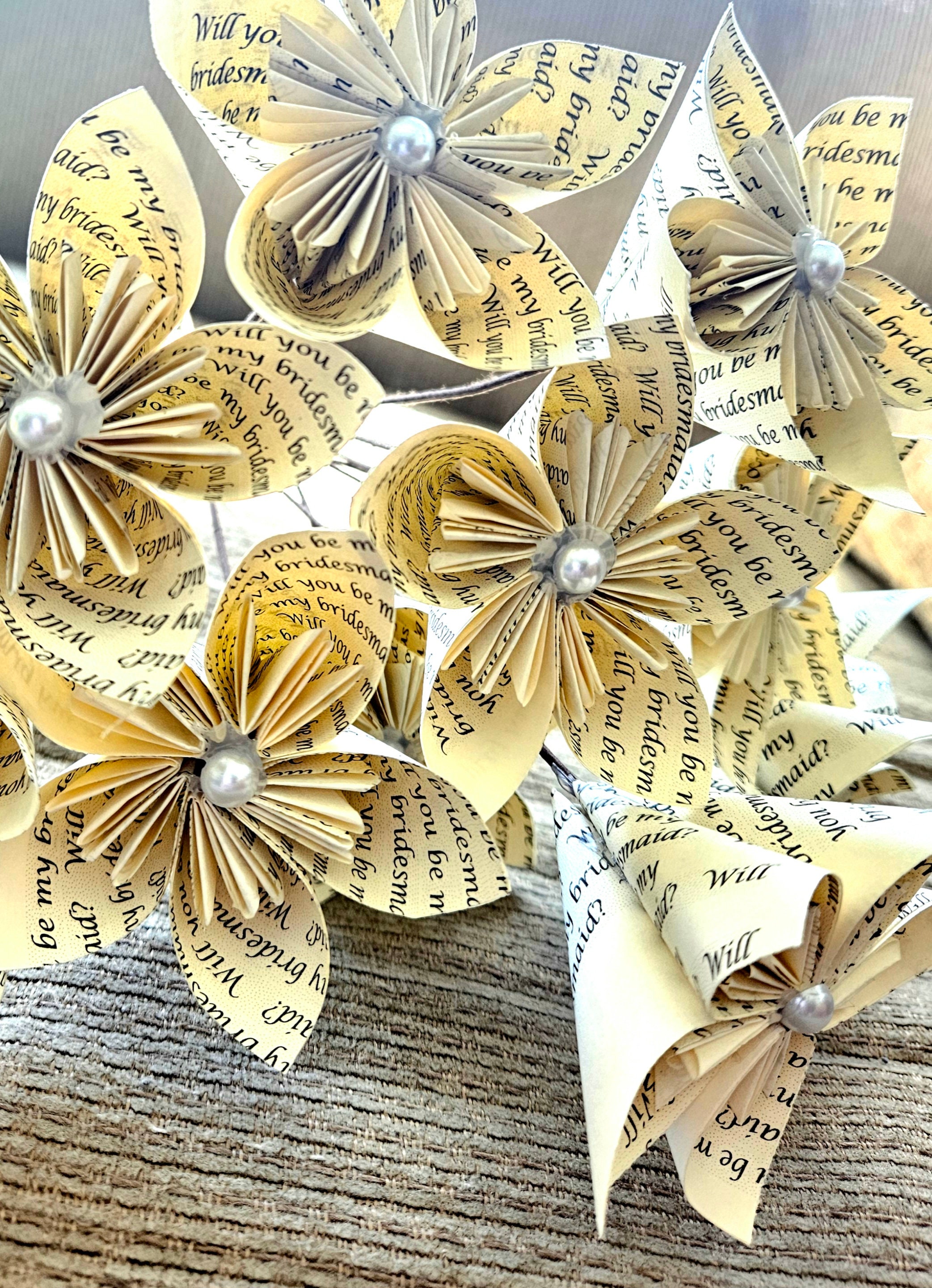 Personalized Origami Paper Flower Bouquet, Custom Text - Etsy
