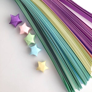 Pastel Origami star paper strips, Star folding paper, Lucky star paper strips, packed of 200 strips,  Diy kit, Diy gift for adults