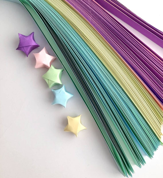 Pastel Origami Star Paper Strips, Star Folding Paper, Lucky Star