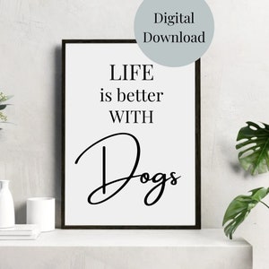 Life is Better With Dogs Wall Art Decor, Dog Grooming Salon Decor, Dog Parlour Signs, Dog Grooming Signs Digital Download