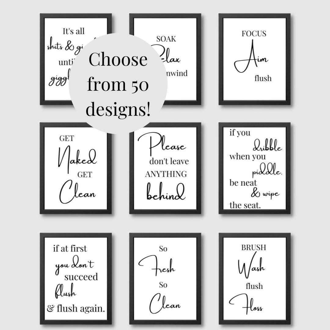 Bathroom Prints, Typography Print, Funny Toilet Picture, Funny Quotes ...