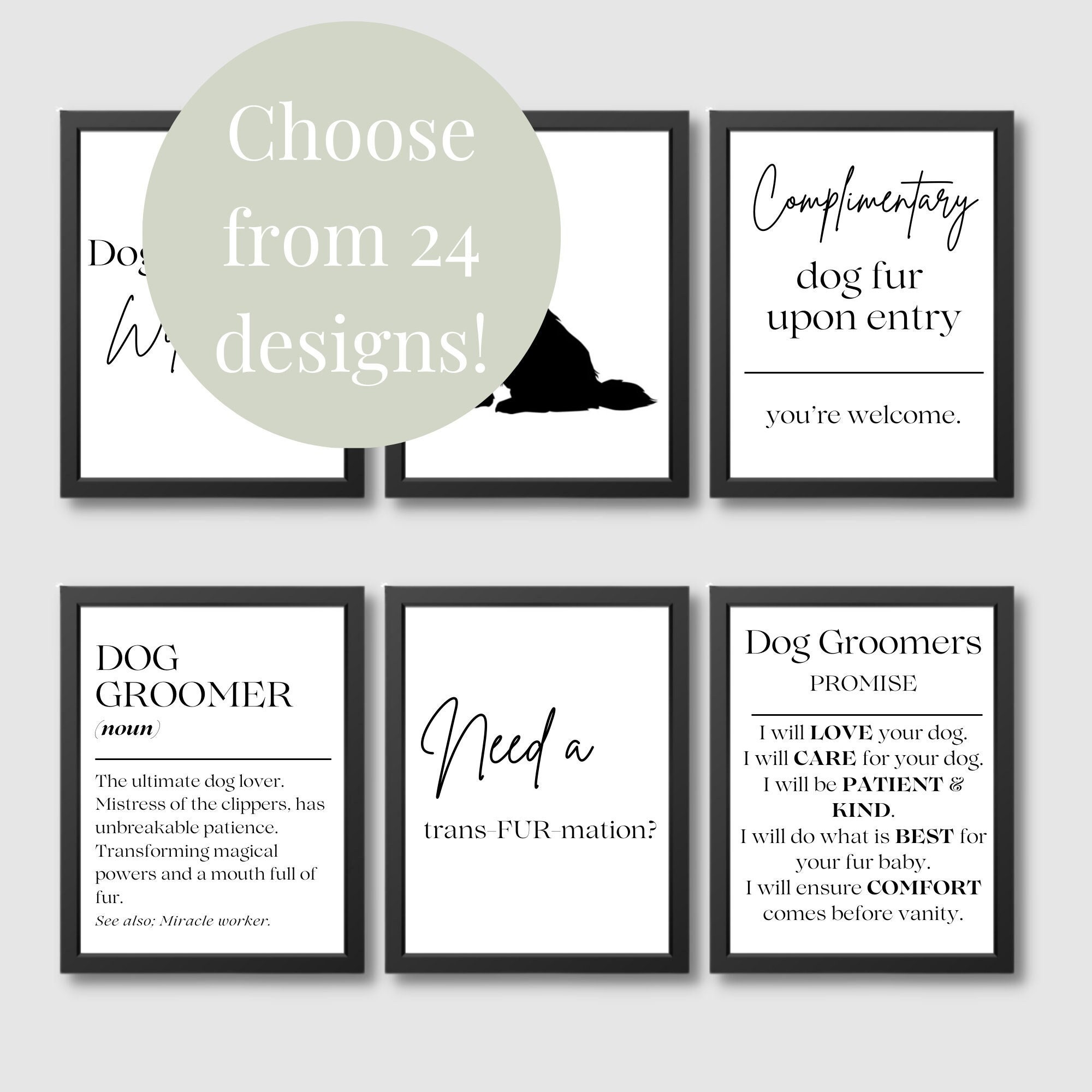 Dog Grooming Salon Wall Art Decor, Dog Grooming Salon Decor, Dog Parlour Signs, Dog Groomer Definition, Dog Grooming Signs. Font2