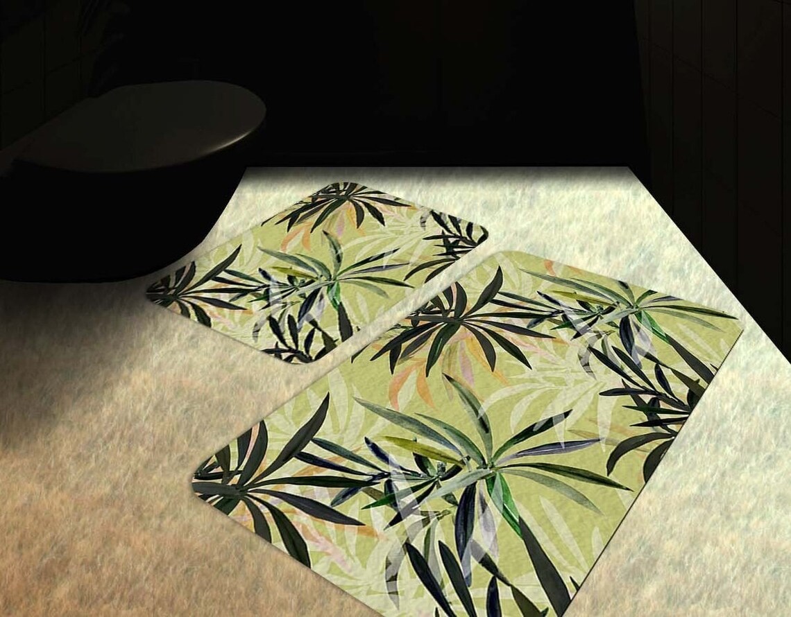Palm Tree Bathroom Mat Set of 2 Bath Floor Rug NonSlip Mat Etsy