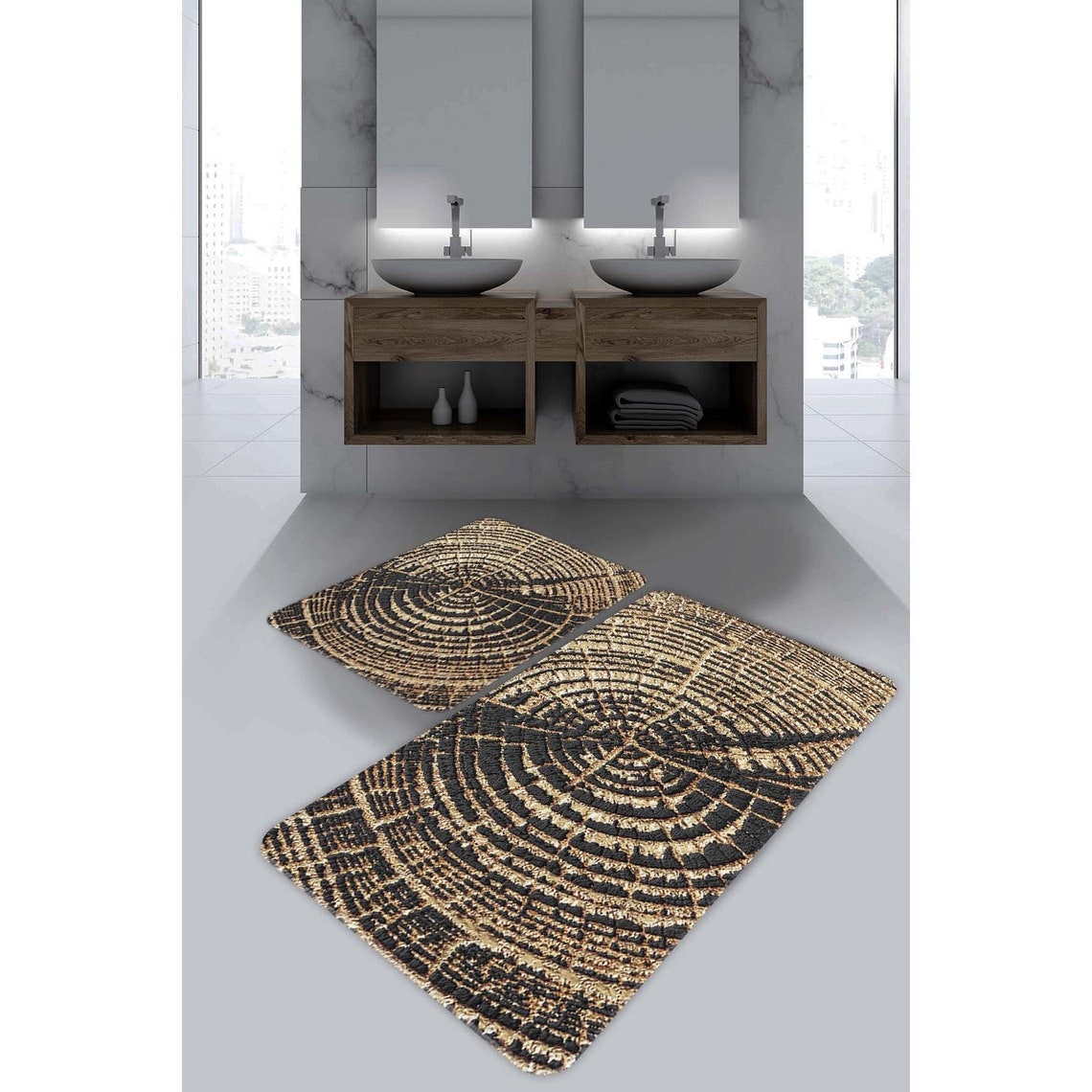 Lux Gold Bathroom Mat Set of 2 Bath Floor Rug NonSlip Mat