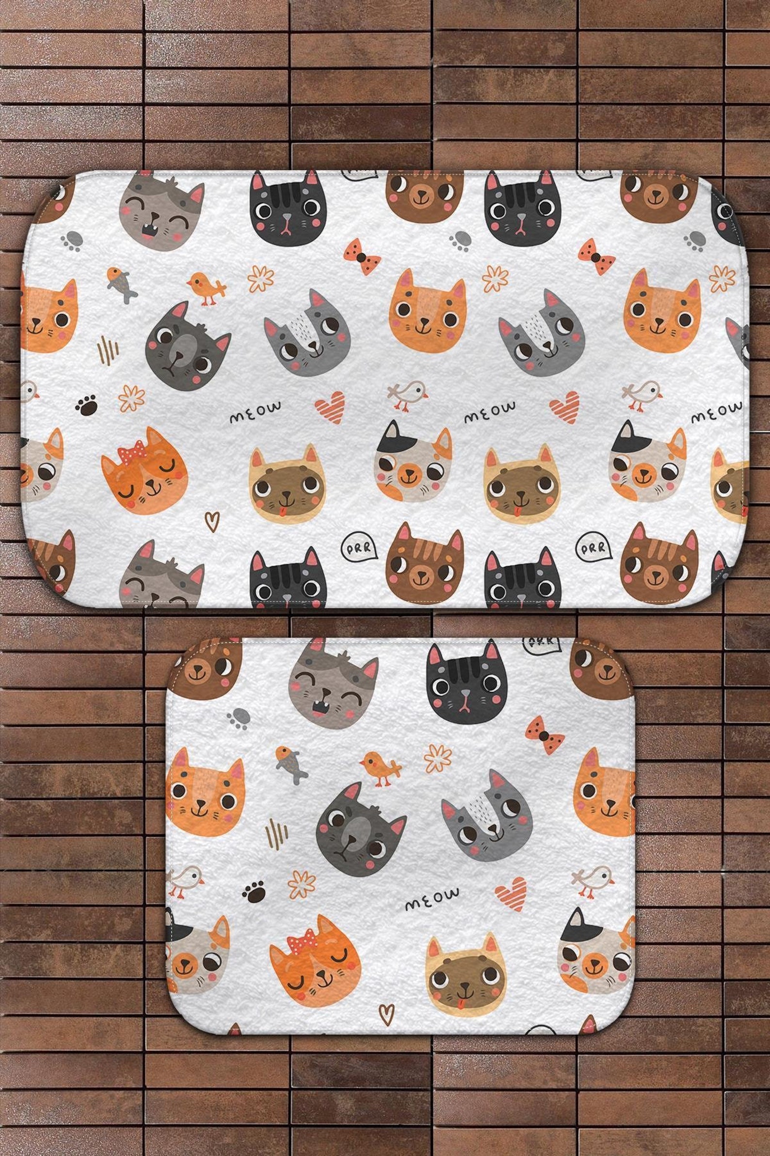 Cats Bathroom Mat Set of 2 Bath Floor Rug NonSlip Mat Etsy