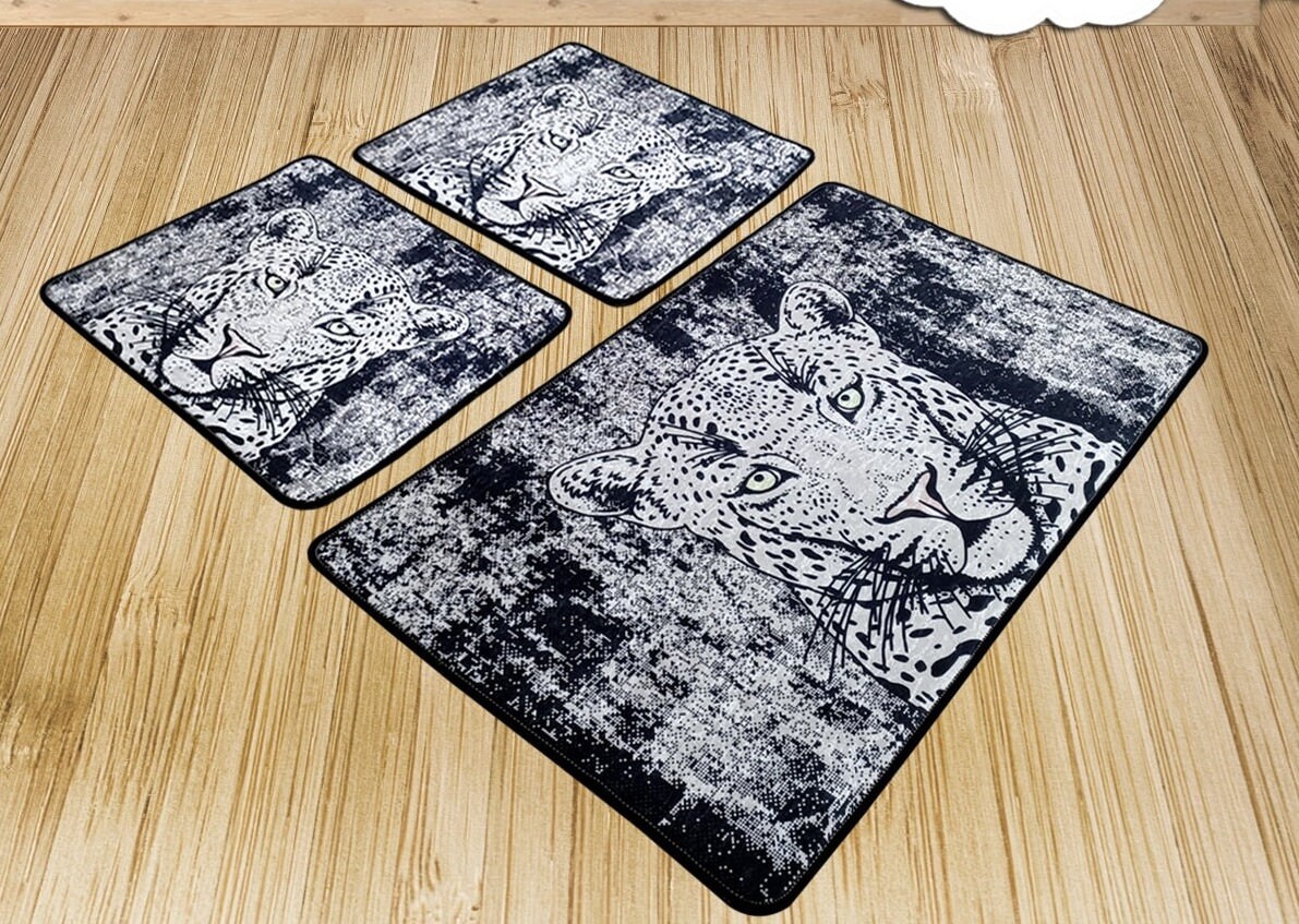 Tiger Bath Mat Set of 3 Modern Rug NonSlip Mat Digital Etsy
