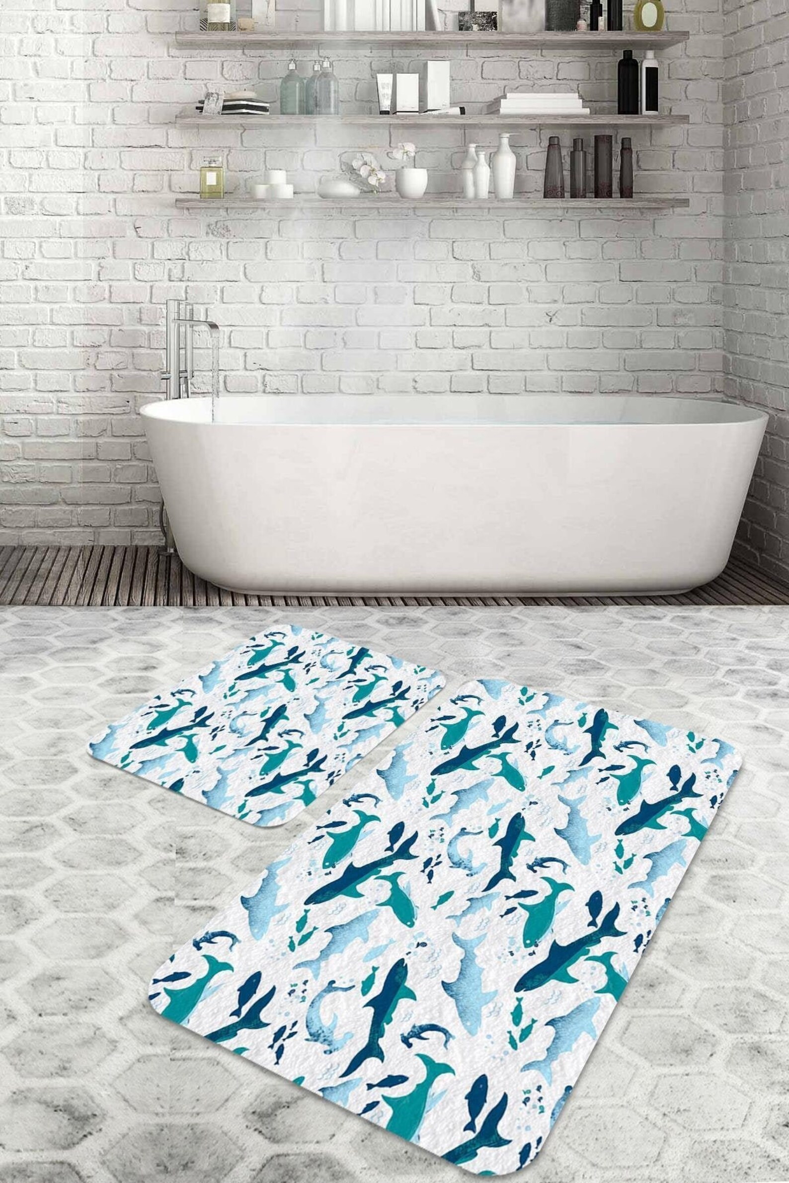 Baby Shark Bathroom Mat Set of 2 Bath Floor Rug NonSlip Etsy