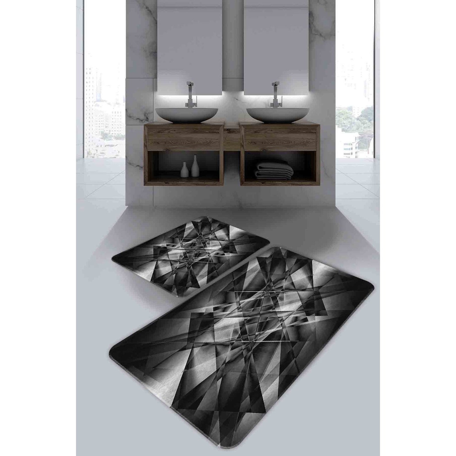 Abstract Bathroom Mat Set of 2 Bath Floor Rug NonSlip Mat Etsy