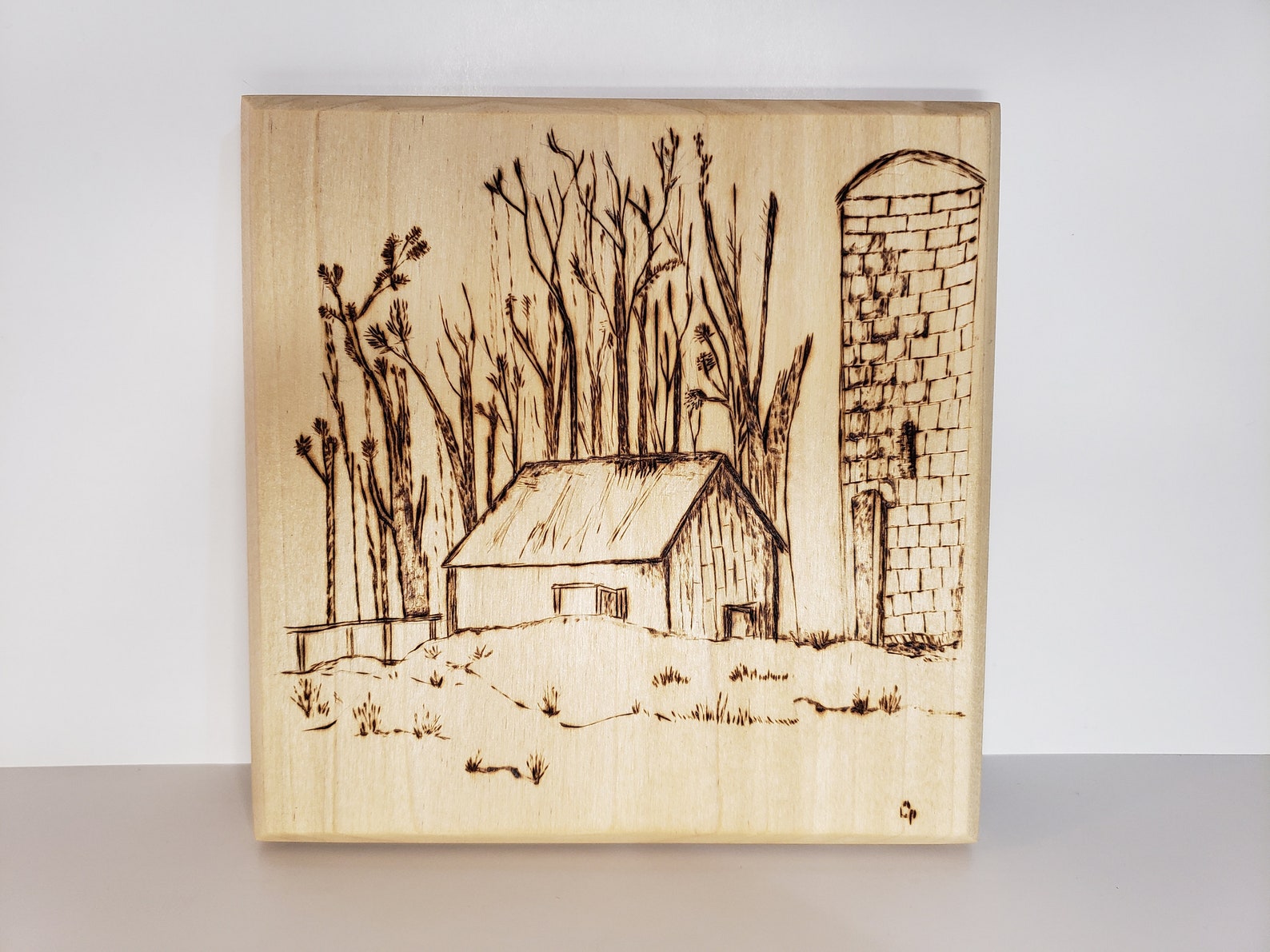 Pyrography Farm Scene | Etsy