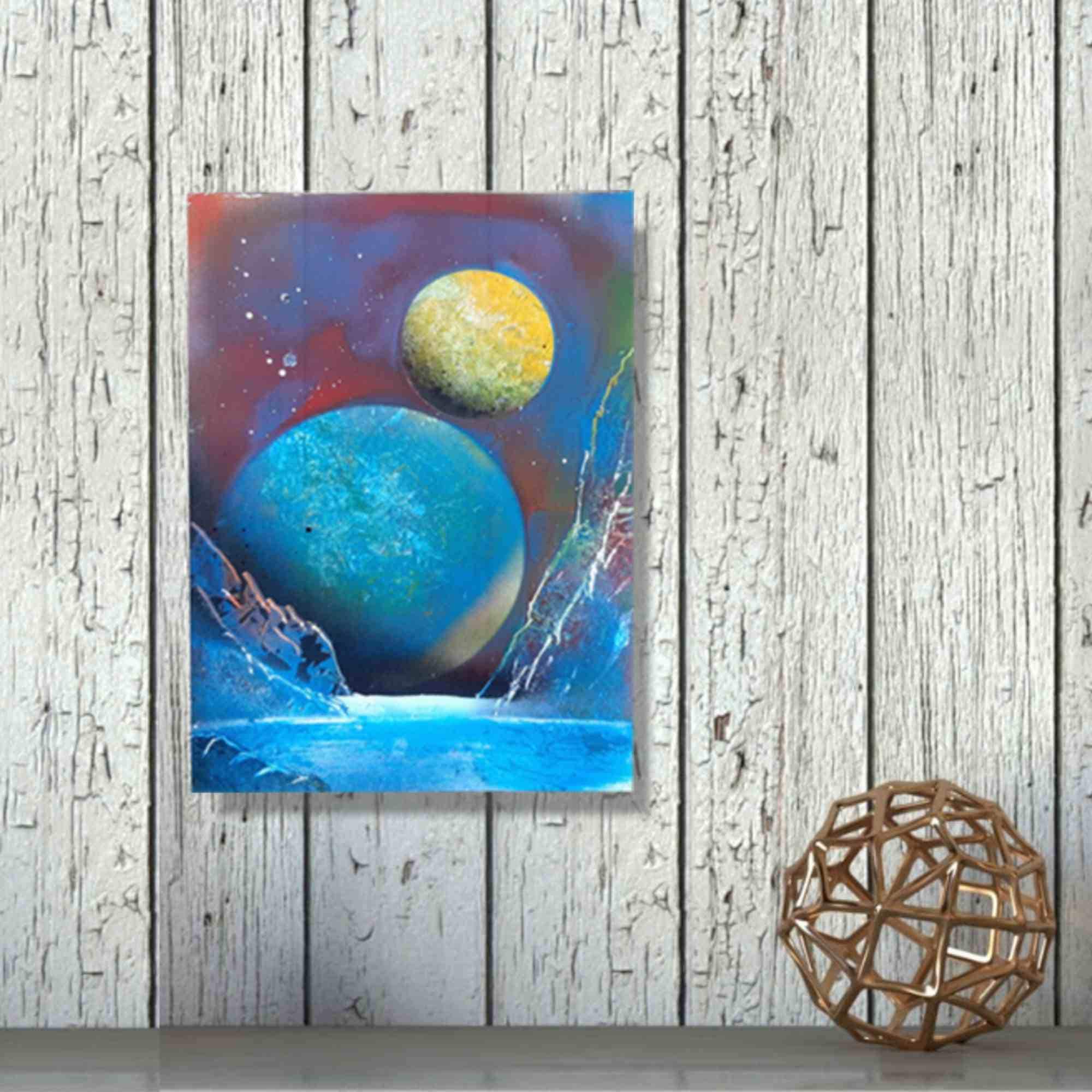 宇宙的な風景 スプレーアート キャンバス オリジナル宇宙スプレー絵画：惑星風景画（8x12） - Etsy 日本