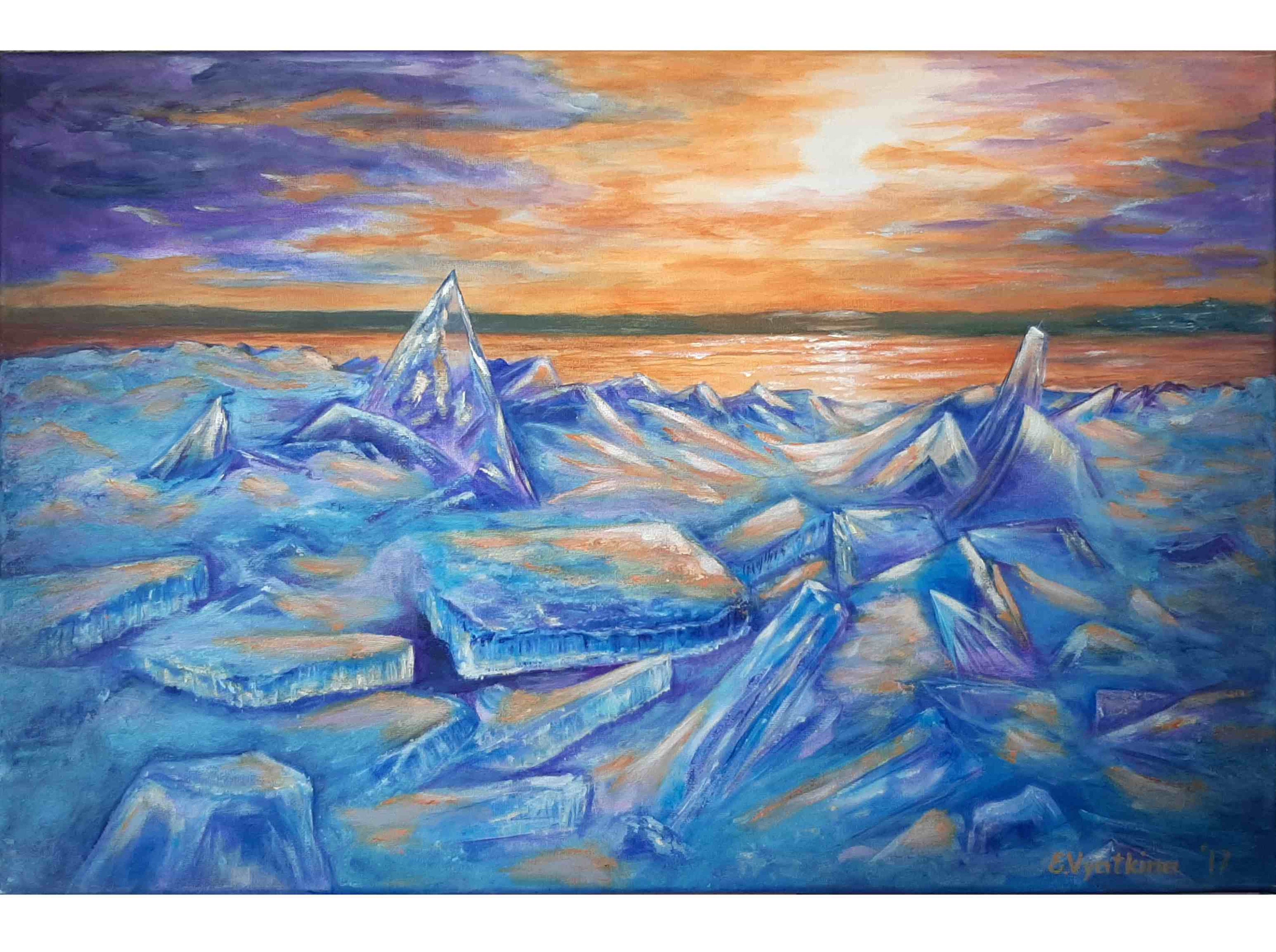 Ice Painting Ice Original Art Ice Lake Painting Ice Canvas Art Etsy UK
