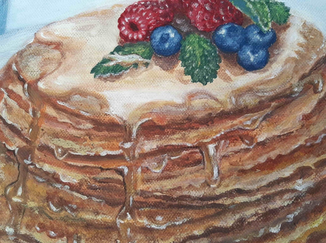 Pancake Painting Original Acrylic Art Pancake Canvas Food Etsy UK