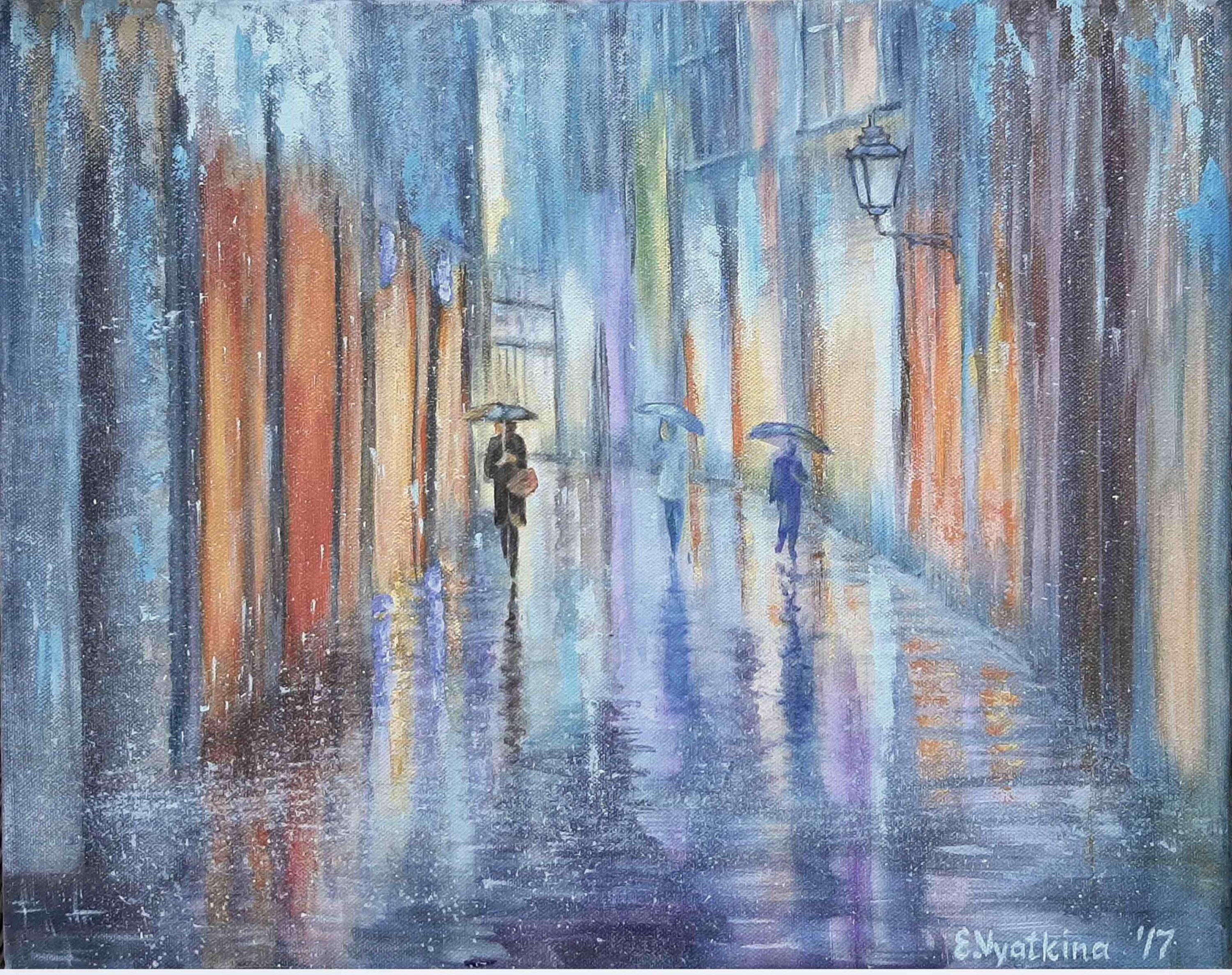 Rain Painting Original Canvas Rain Acrylic Painting Rainy Evening Rain Painting Original Canvas Rain Acrylic Painting Rainy Evening