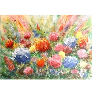 Wiesenmalerei Original Acryl Kunst Floral Abstrakte Kunst Blumen Postkarte Art Gänseblümchen Kunstwerk Floral Wandkunst 4x6 von ArtFromElenaV