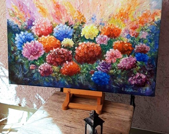 Original Daisies Painting: Abstract Floral Meadow Acrylic Art (16x24)
