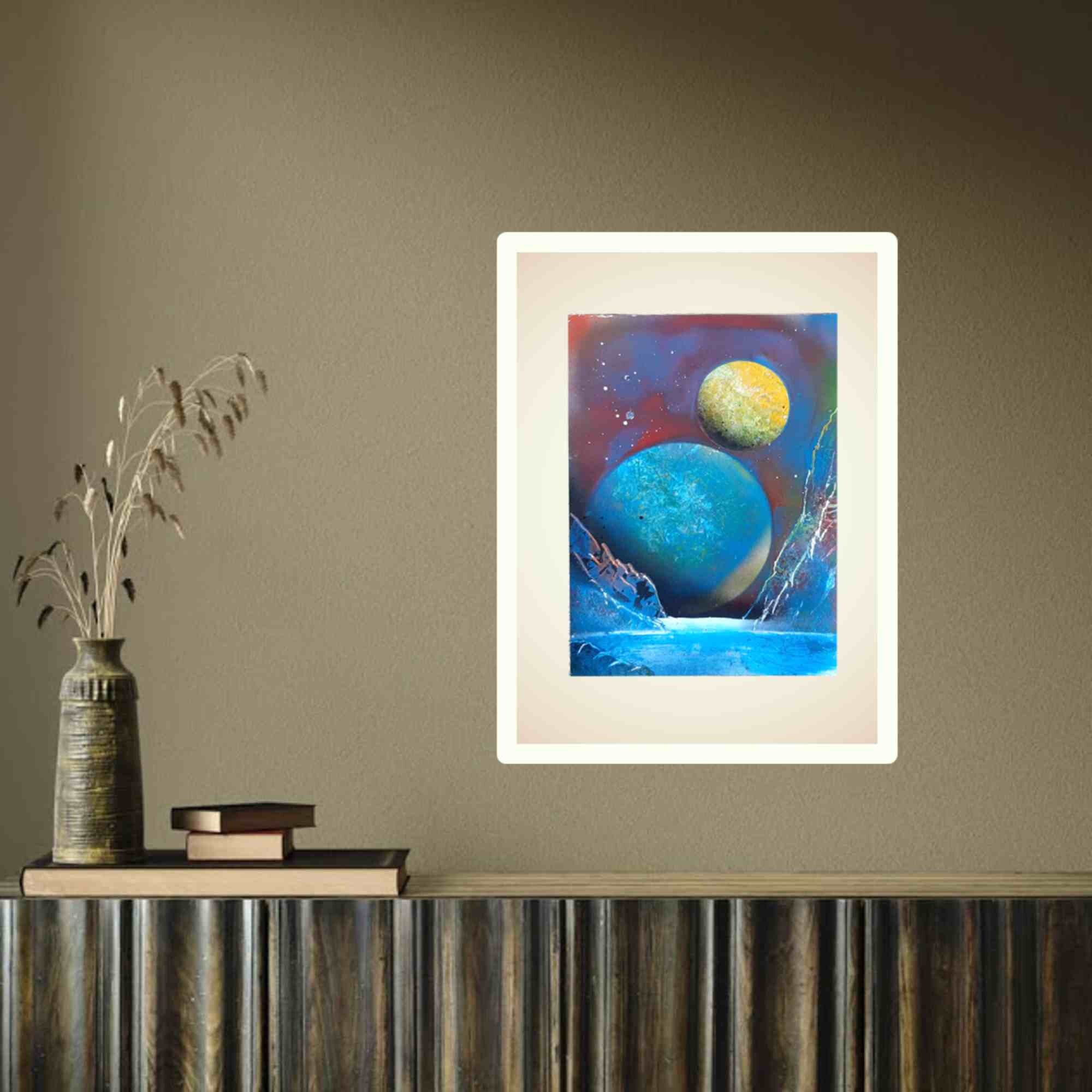 オリジナル宇宙スプレー絵画：惑星風景画（8x12） - Etsy 日本